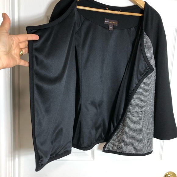 Dana Buchman Women’s Open Waterfall Front Tweed Black Gray Jacket Blazer Size 16 - Picture 4 of 15